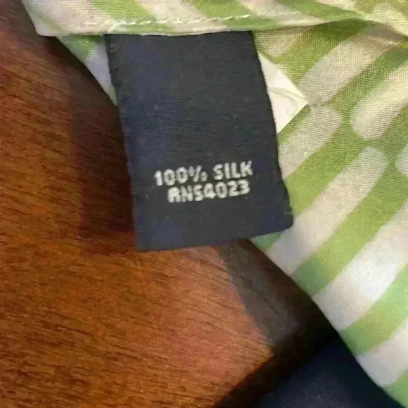 BANANA REPUBLIC green and white striped silk tank; size M - Picture 5 of 5